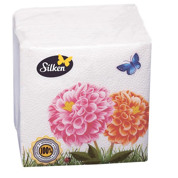 Silken Серветки одношарові 24*24 Білі 100 шт/уп